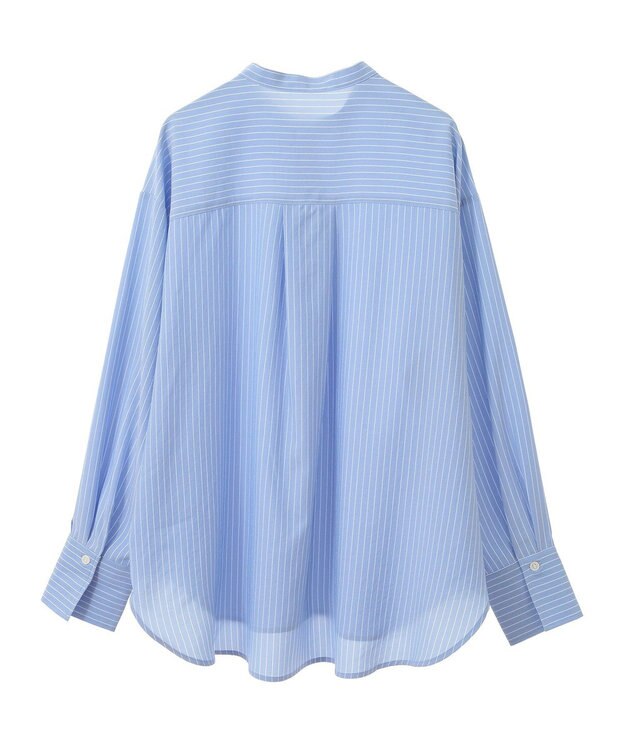 Green Parks バンドカラーストライプシャツ Stripe Blue