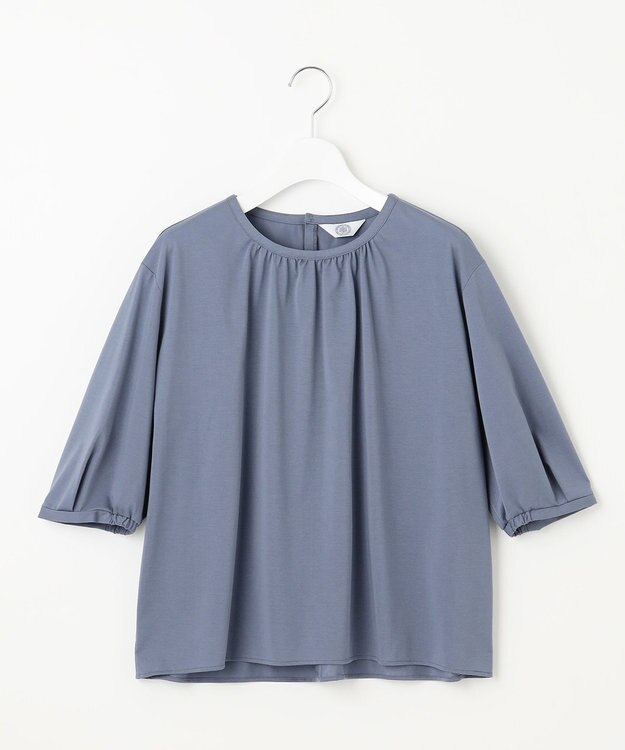 J.PRESS LADIES 【洗える】ブラウスライクジャージー カットソー ダルブルー系