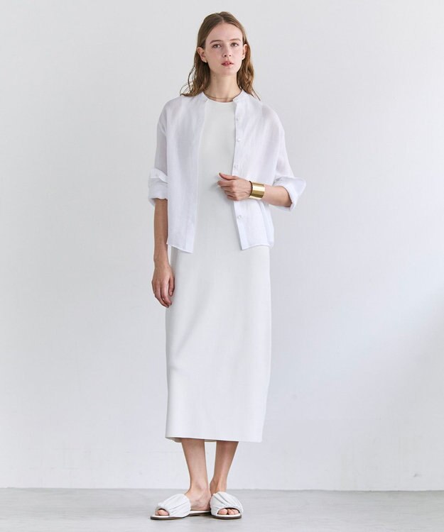 BEIGE， HALITE / リネンシアー オーバーサイズシャツ White