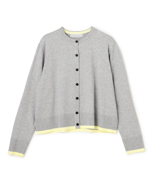 UNFILO マイビューティニット バイカラー カーディガン グレー×イエロー