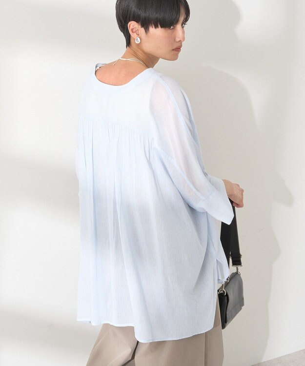 AMERICAN HOLIC 【接触冷感】Ｖネックシアー半袖ＢＩＧシャツ Stripe