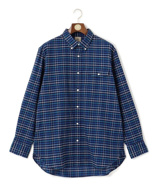 J.PRESS MEN 【KING SIZE】コットンネル タッタソールシャツ/B.D ネイビー系3