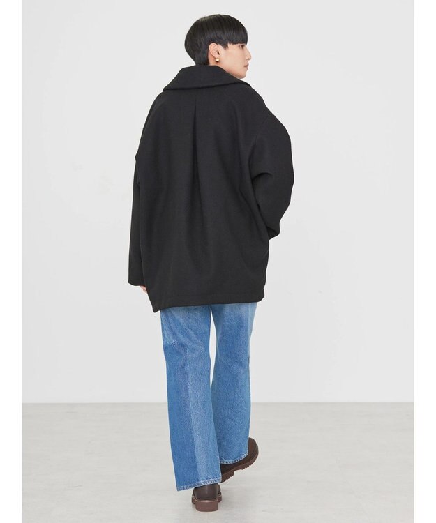 AMERICAN HOLIC 中空ＦＩＢＥＲコクーンミディコート Black