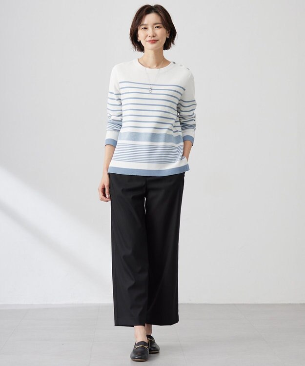 J.PRESS LADIES 【洗える】CARREMAN 2WAY ストレート ワイド パンツ ブラック系