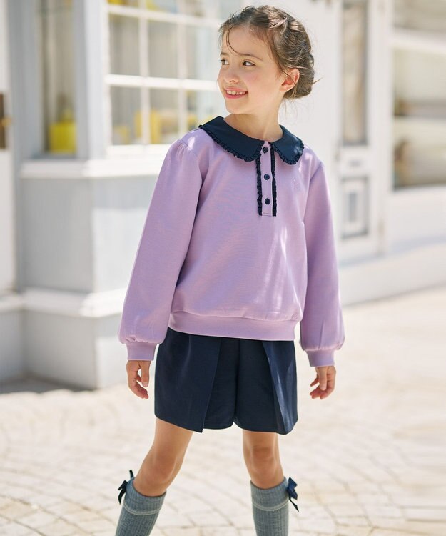 組曲 KIDS 【110-140㎝】ダンボールニット トレーナー ラベンダー系