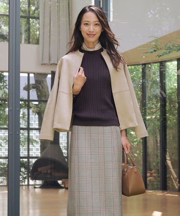 J.PRESS LADIES KNIT BASIC クルーネック ニット ダークブラウン系