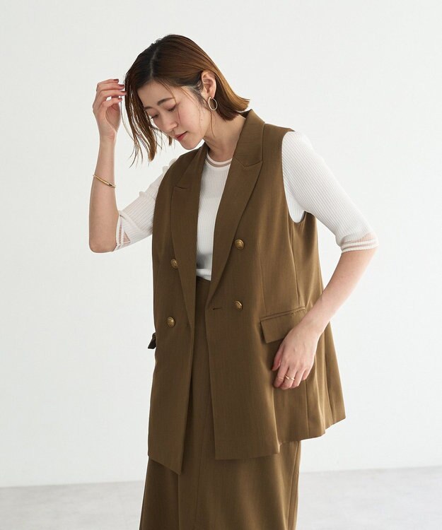 YECCA VECCA ドライタッチ金釦テーラードジレ Brown