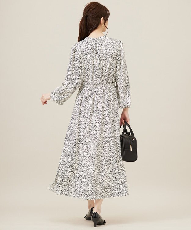 ANY SIS L 【洗える】フラワープリントワンピース × ニットベスト セット アイボリー