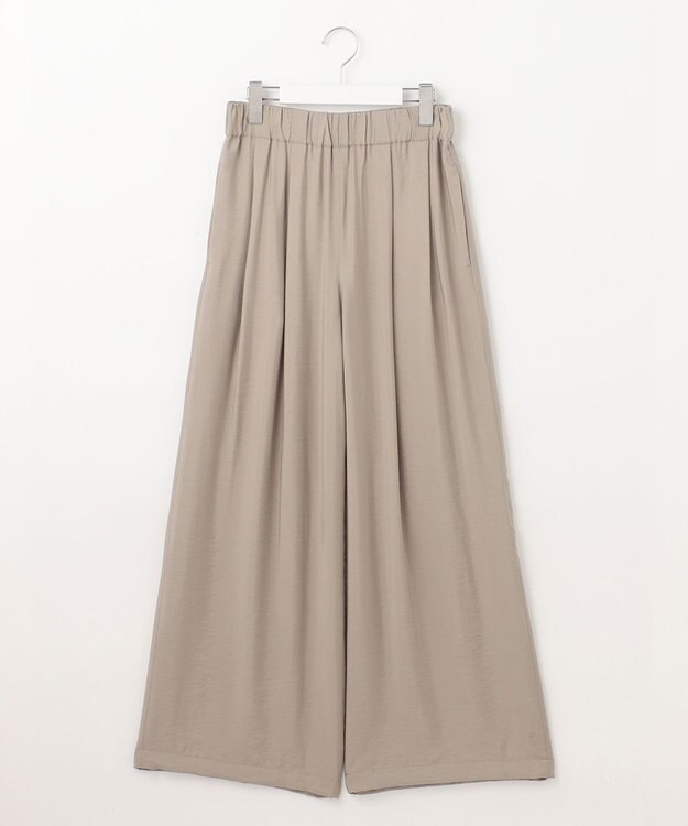 自由区 L 【ウエストゴム・洗える】エアリーツイルワイド パンツ ベージュ