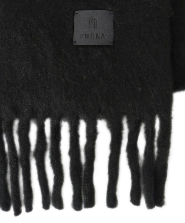 MOONBAT 【WEB限定】FURLA ウール混シャギー無地マフラー/幅40cm ブラック