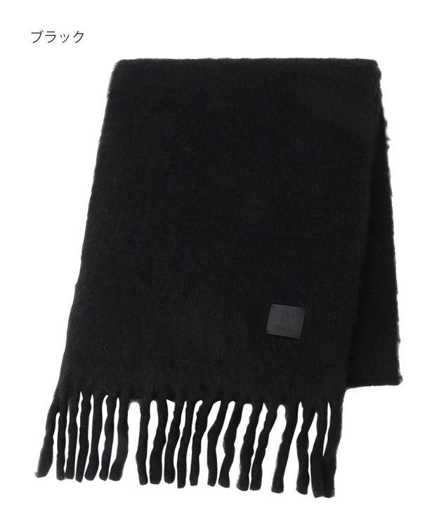 MOONBAT 【WEB限定】FURLA ウール混シャギー無地マフラー/幅40cm ブラック