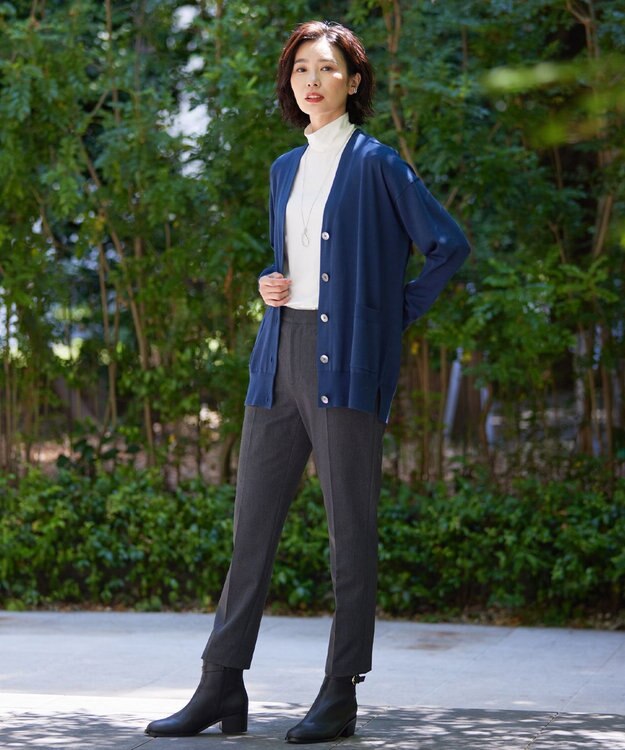 J.PRESS LADIES L 【WEB限定カラーあり・洗える】T/Rアルガンシルク テーパード パンツ グレー系