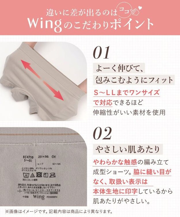 Wing ショーツ ワンサイズ(S~LL) よく伸びてここちよくフィット 【マッチミーショーツ ONESIZE】 １分丈 ボーイレングス はきこみ丈ふつう EC4710 ウイング／ワコール ブラウン