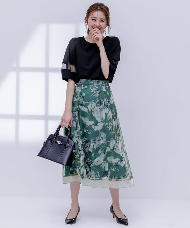 ANY SIS 【洗える】シアーコンビ プルオーバー ブラック