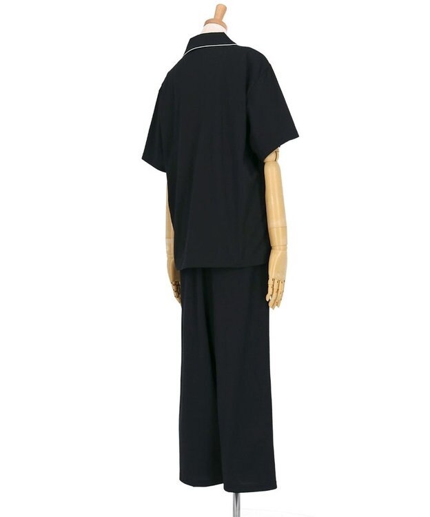 une nana cool 【綿100%】60/2 やわらか天竺 半袖開襟パジャマ MADE WITH LIBERTY FABRIC ブラック