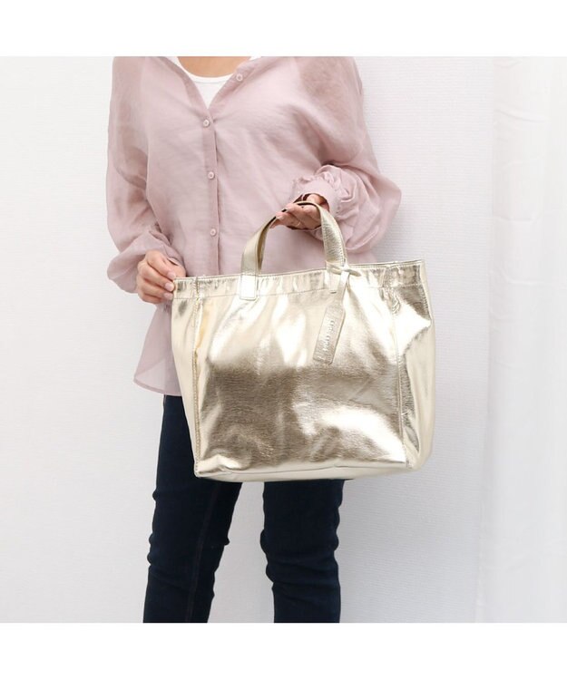 UNBILLION cachecache ソフトメタリックショッパートート ライトゴールド