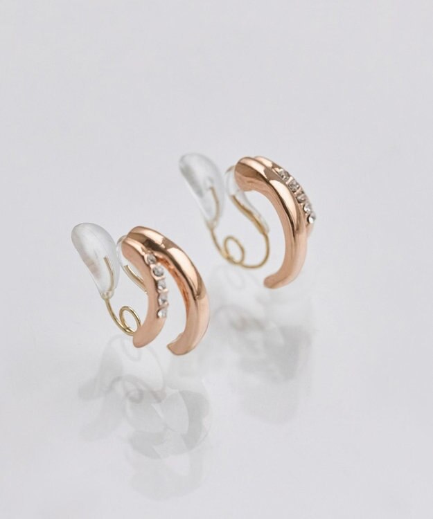 Phoebe 【金属アレルギー対応】【痛くないシリーズ】ストレートシャインクリスタルループフィットイヤリング　シャンパンゴールド シャンパンゴールド