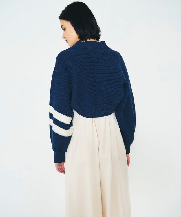 GRACE CONTINENTAL 畦ショートニットカーディガン ネイビー