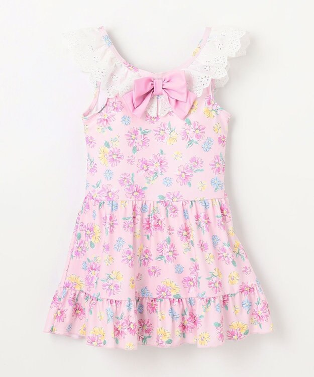 ANY KIDS 花柄×レース ワンピース水着 ピンク