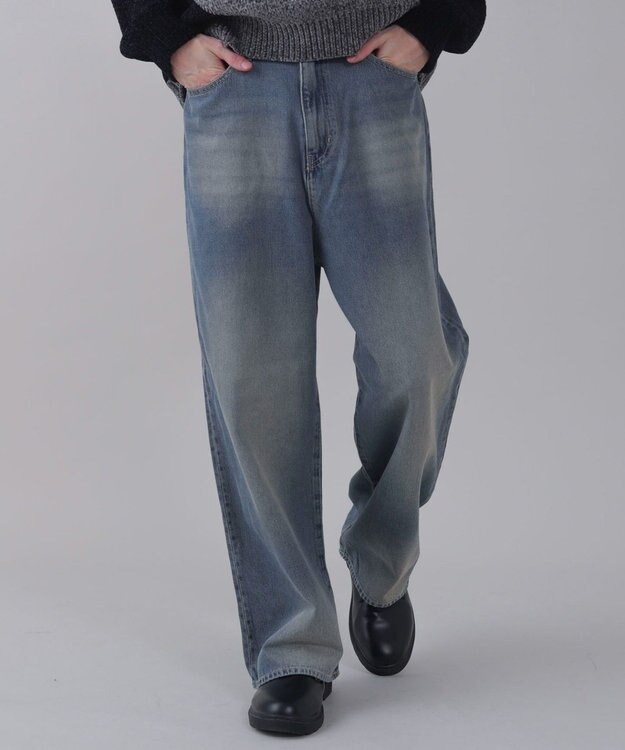 WEGO 【ユニセックス着用ITEM/SMLサイズ展開/ウエスト調整可】バギーデニムパンツ