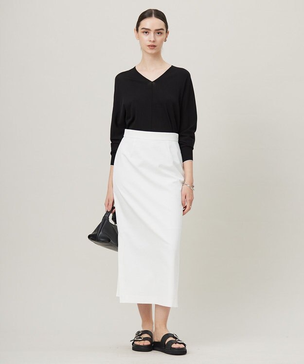 ICB 【洗える】シェルタリングドライサテン タイトスカート アイボリー系