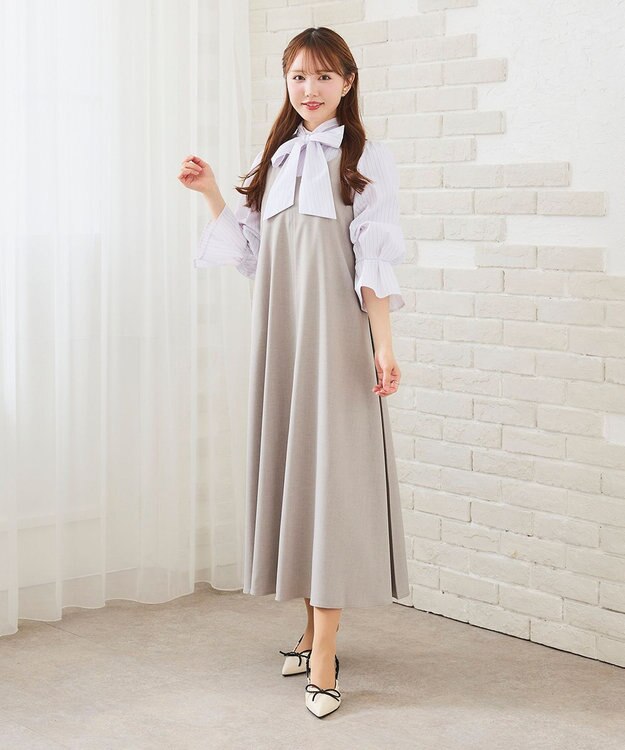 Feroux 【キレイ見えセットアップ対応】リボンタイ ブラウス ホワイト系1