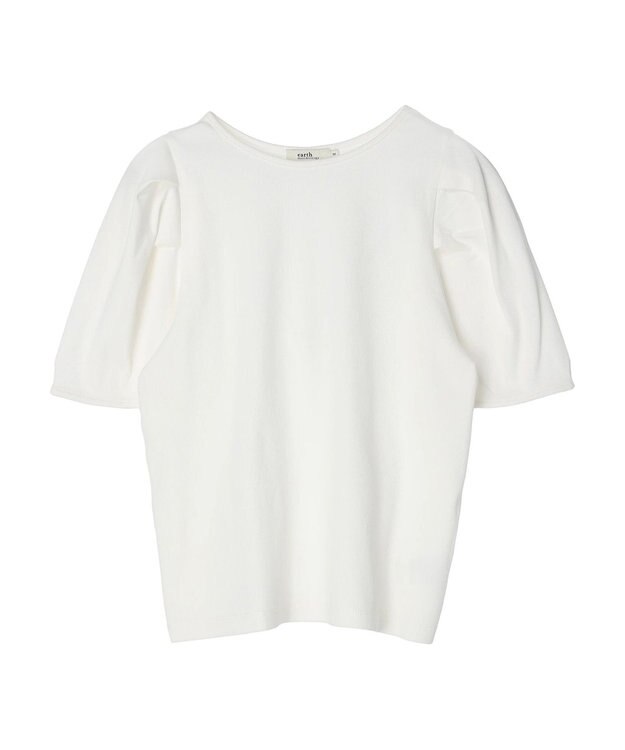 earth music&ecology パワーショルダーリブプルオーバー Ivory