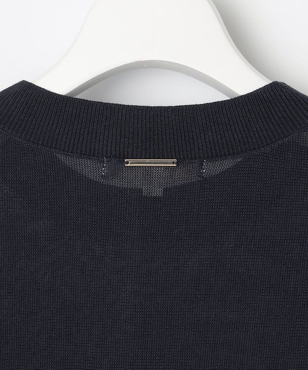 自由区 【アンサンブル対応・洗える】ドライシアーファインゲージクロップド丈 ニット ネイビー