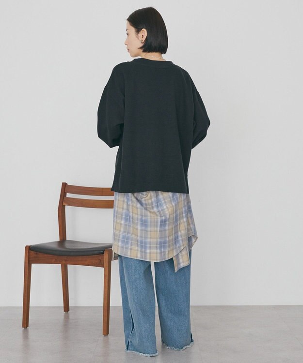 AMERICAN HOLIC Ｖネックスムース起毛プルオーバー Black