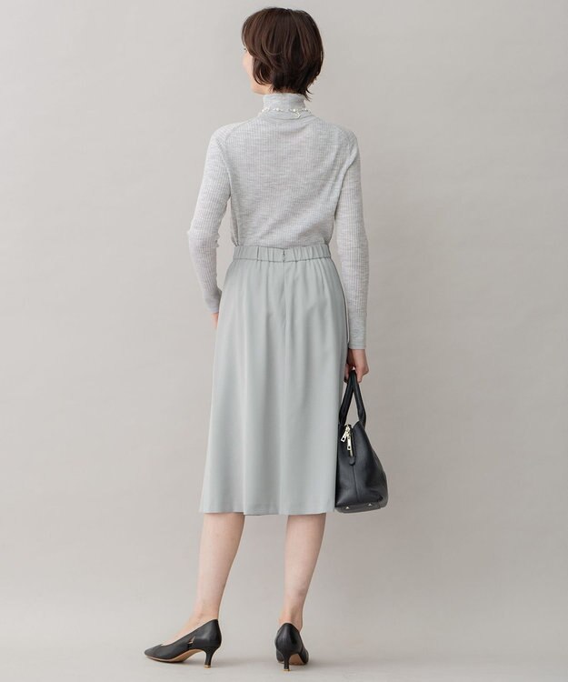 自由区 【XSサイズ～/洗える】ダブルフェイススーティング セミフレアスカート セージ