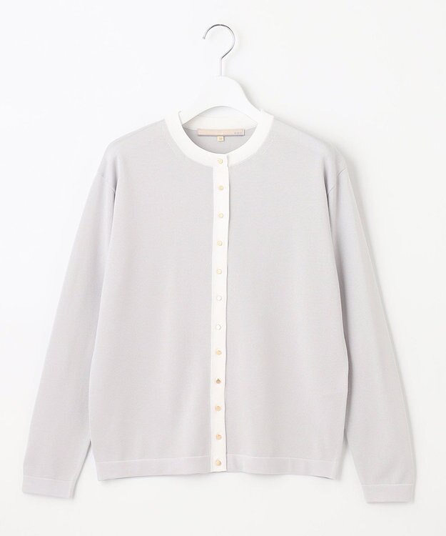 自由区 【XSサイズ～/洗える/セット可】シャインハイゲージ カーディガン ライトグレー系