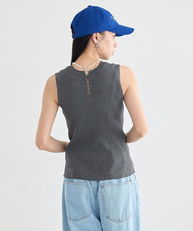 earth music&ecology 前後2WAYスリット釦タンクトップ Dark Gray Mixture