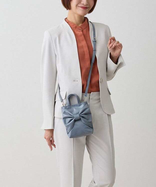 ROOTOTE 0670【直営店限定:ミニショルダー】ベビールーエナメルリボン-A 02：ブルーグレー