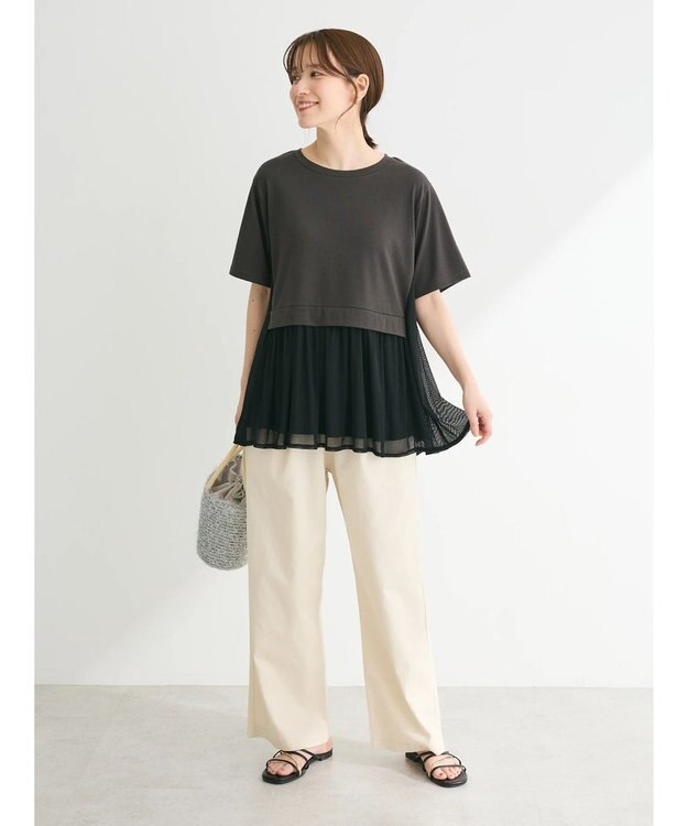 Green Parks メッシュドッキングチュニック Charcoal Gray