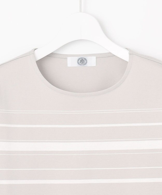 J.PRESS LADIES 【洗える】ポンチボーダー カットソー ライトグレー×ホワイト系1