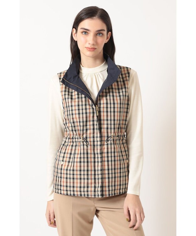 DAKS リバーシブル ハウスチェックベスト ネイビー