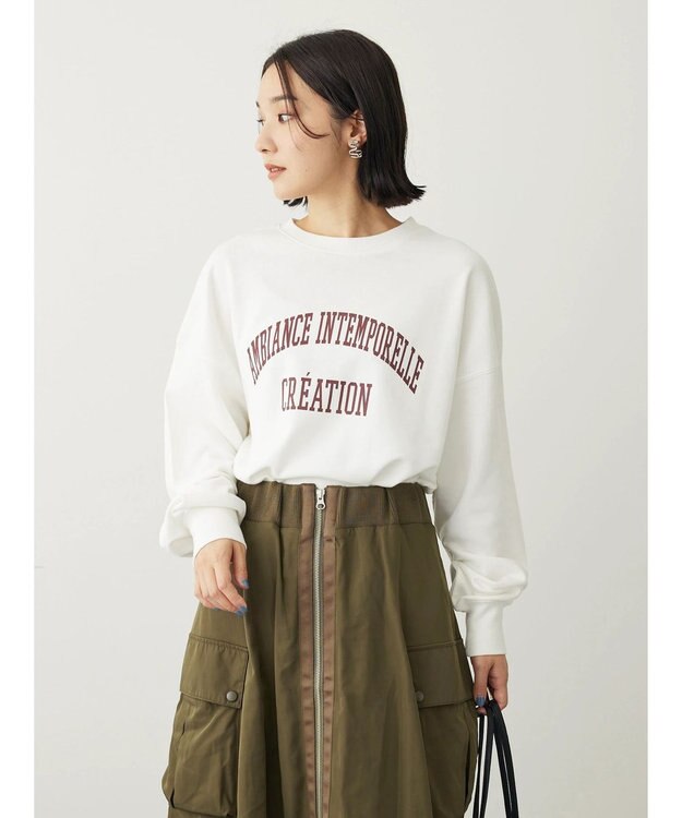 Green Parks アソートロゴ裏毛プルオーバー Off White