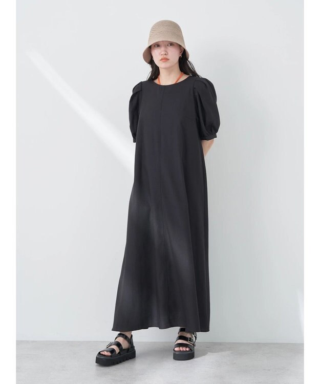 earth music&ecology リサイクルポリエステルブレンドＡラインワンピース Black