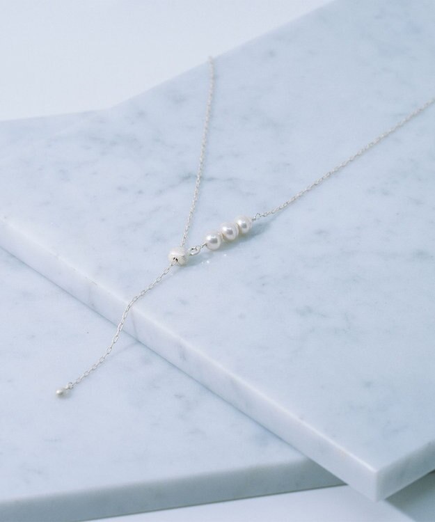 Pisceans 3ドロップパールスライドネックレス マットシルバー