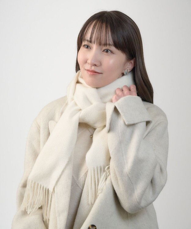 MOONBAT プラスムーンバット (+moonbat) カシミヤ100％無地マフラー 洗える 190㎝×30㎝ オフホワイト