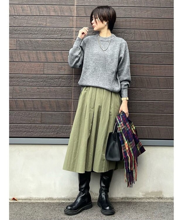 Green Parks ｆｕｗａっとメランジ前後差ニットプルオーバー Gray