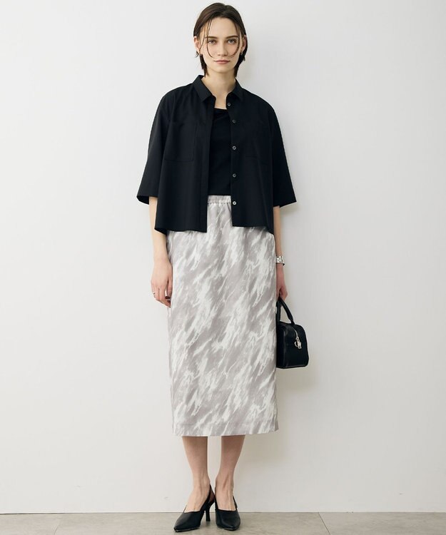 ICB L 【先行予約】FluidBackSatin ナロースカート マーブル調プリント