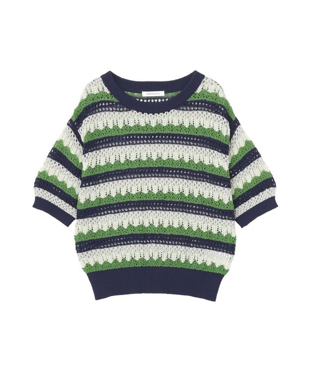 AMERICAN HOLIC マルチボーダー配色ニット Navy