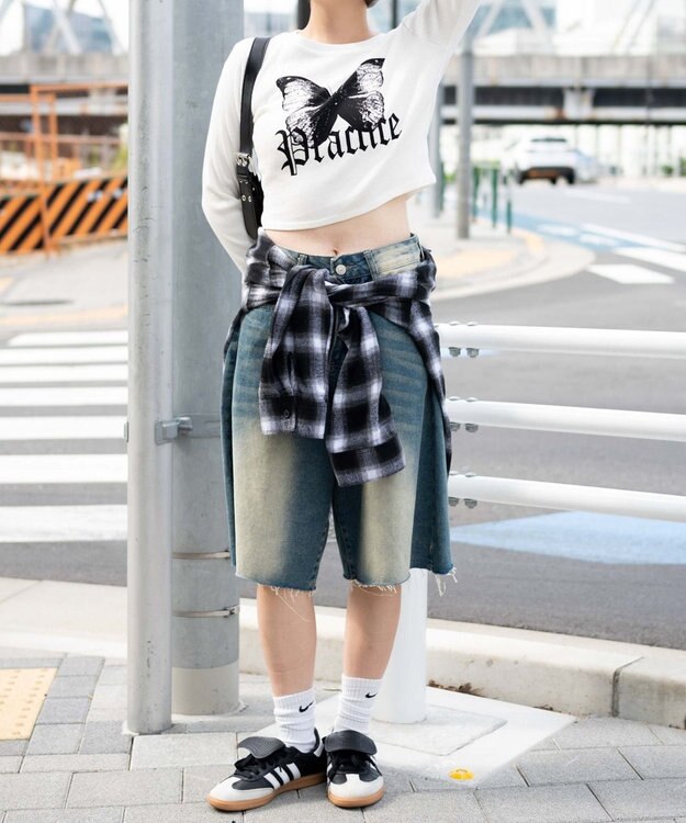 WEGO バタフライプリントロンT ホワイト