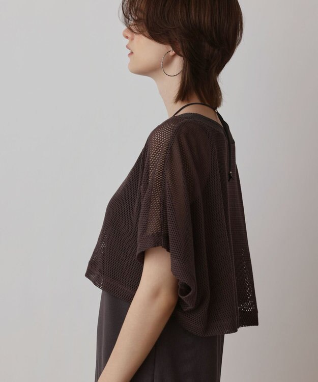 GRACE CONTINENTAL メッシュレイヤードワンピース チャコール