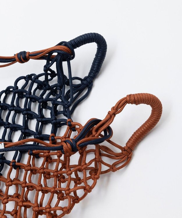 TRICOTE バイカラー マクラメショルダーバッグ 39NAVY