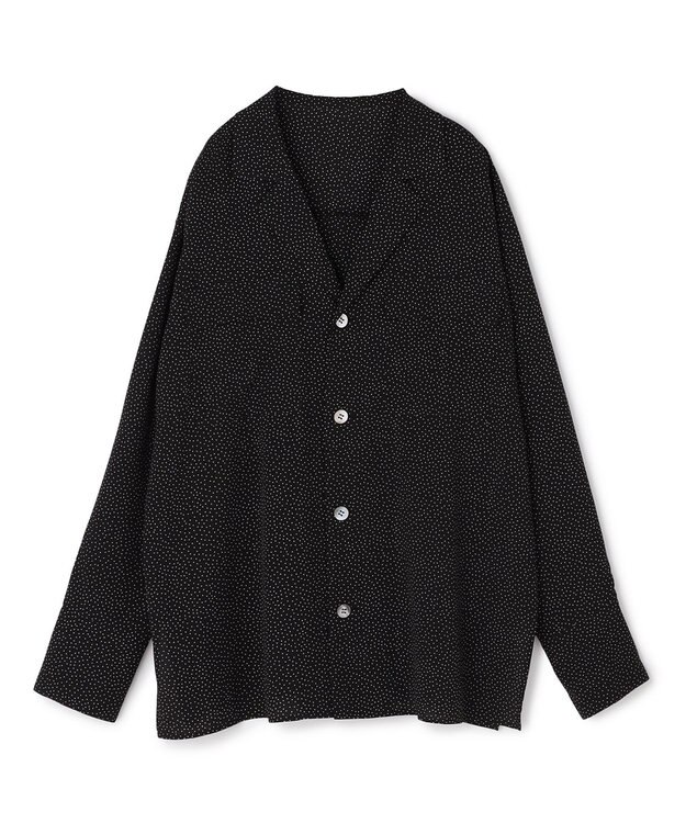 uncrave ドットプリント シャツ ブラック×ホワイト