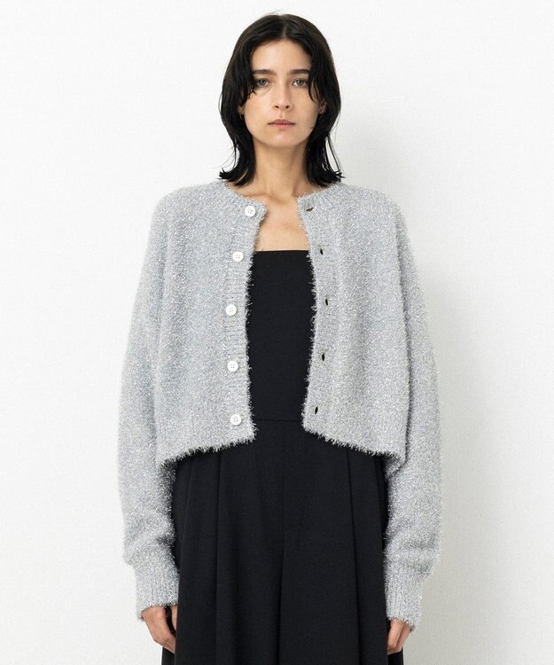 NAVE 【Nave・洗える】ラメニット カーディガン シルバー系