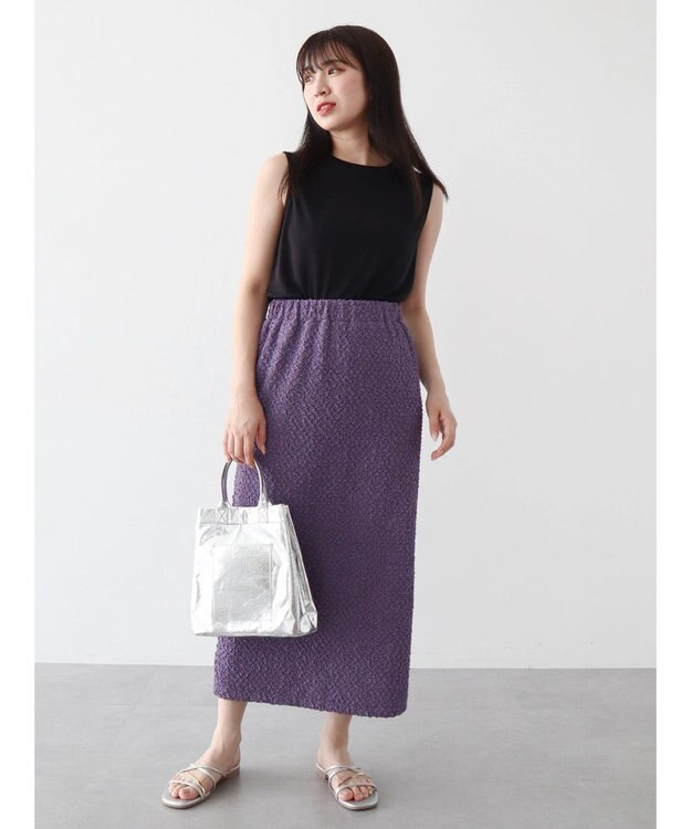 Green Parks BEST PRICE フクレジャガードIラインスカート Purple