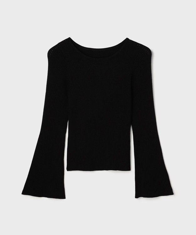 GRACE CONTINENTAL アイレットリブニットトップ ブラック